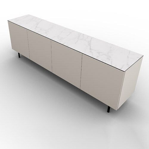Credenza con Doble Cubierta Laminado y Repisa Interna Muebles Modernos para Oficina Credenza de 1.80x50 con 4 puertas - Hiqueva Muebles