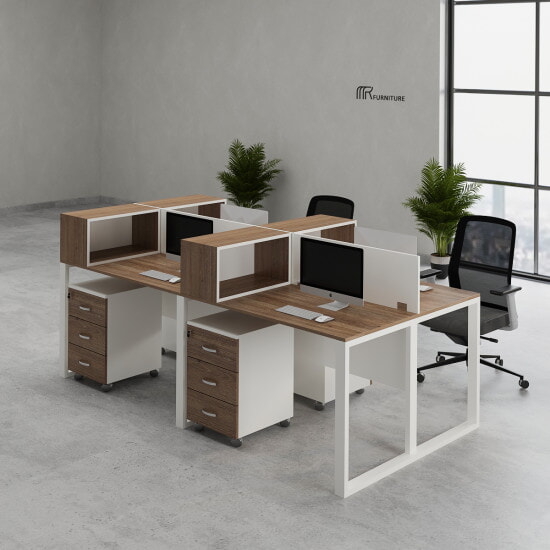 Mesas Kiuns con Pata Compartida y Cajonera y Separador Cubo Muebles Modernos para Oficina Mesas kins con pata compartida y cajonera movil