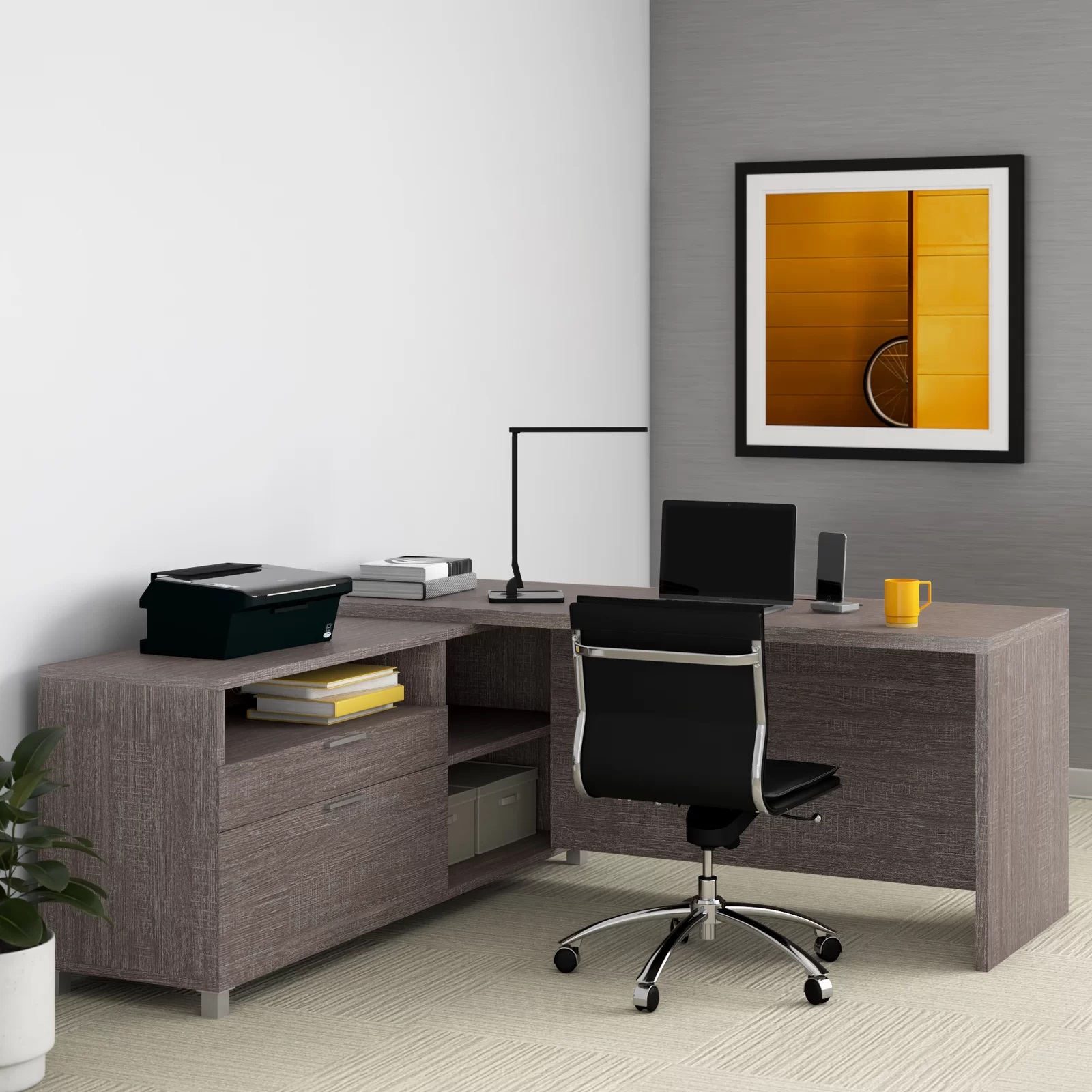 Escritorio Grapa sobre credenza lateral Muebles Modernos para Oficina Escritorio Grapa sobre credenza lateral