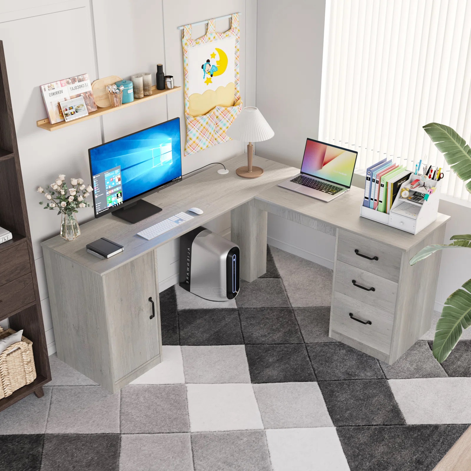 Escritorio Legno en L con cajonera 2+1 y pedestal con puerta Muebles Modernos para Oficina Escritorio Legno en L con cajonera 2+1 y pedestal con puerta