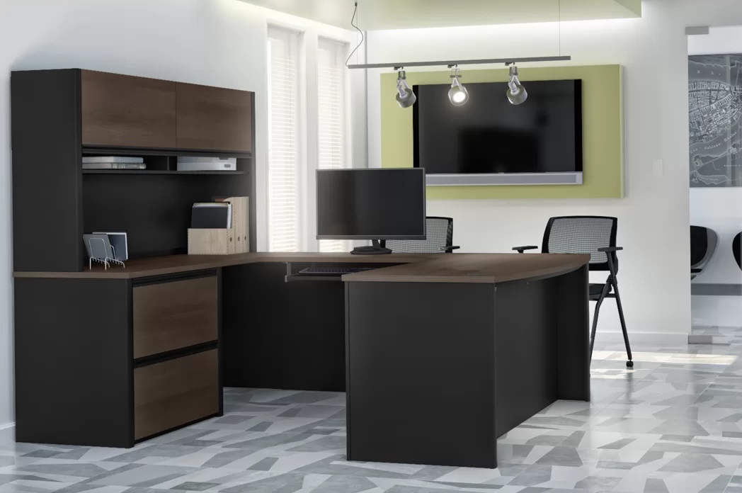 Lengno ejecutivo en herradura con archviero horizontal y librero Muebles Modernos para Oficina Lengno ejecutivo en herradura con archviero horizontal y librero Hiqueva Guadalajara