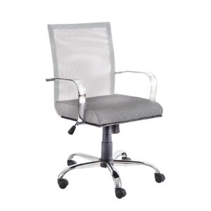 silla operativa M-155 color gris/plateado y cromado, ergonómica - Mueble para Oficina