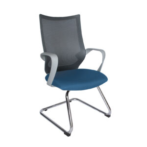 Silla de visita OHV-188 color gris con asiento azul - Hiqueva Muebles para Oficina